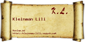Kleinman Lili névjegykártya